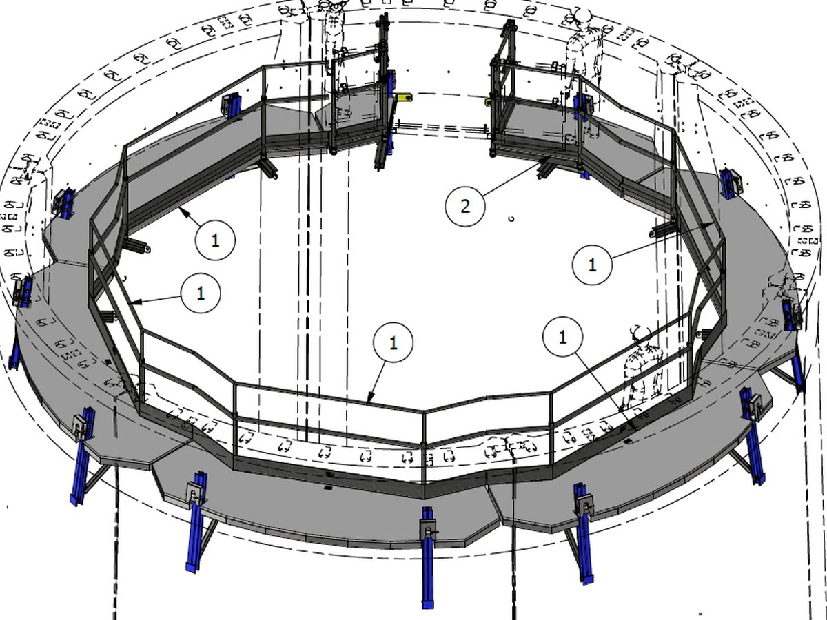 Modelo 3D de plataforma desmontable para torre de hormigón